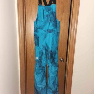 Enamel Blue Marble Texture Camo North Face Ski Bib
